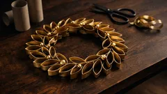 Weihnachtskranz aus Toilettenpapierrollen basteln: einfache Upcycling-Anleitung mit Goldspray