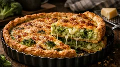 Brokkoli-Scamorza-Kuchen: so gelingt die herzhafte Quiche außen knusprig und innen cremig