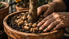 Weinkorken am Zitronenbaum: So hilft Naturkork gegen Staunässe im Topf