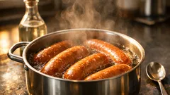 Warum ein Schuss Essig im Kochwasser Würstchen vor dem Aufplatzen schützt