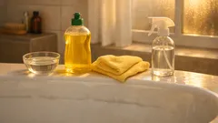 Badewanne reinigen mit Essig und Spülmittel: die 1:1-Mischung gegen Kalk und Seifenfilm